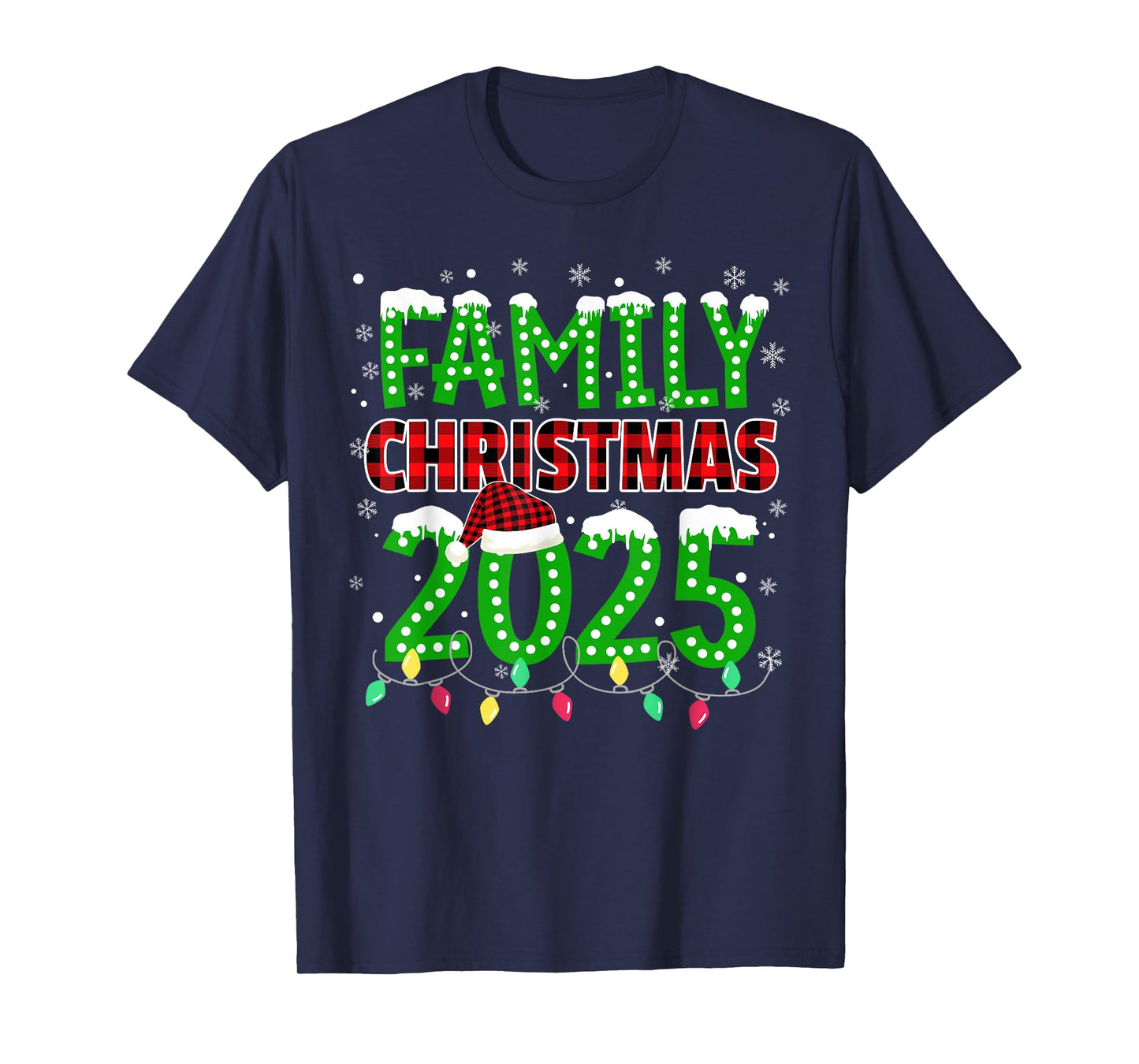 Family Christmas 2025 Xmas Lights Santa Pajamas Holiday T-Shirt