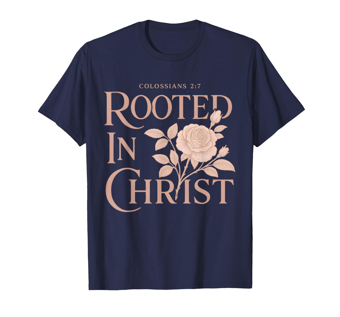 Rooted in Christ Boho Floral Christian Bible Verse T-Shirt
