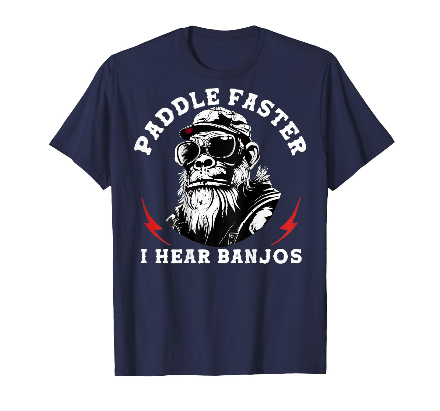 (On Back) Paddle Faster I Hear Banjos Funny Monkey T-Shirt