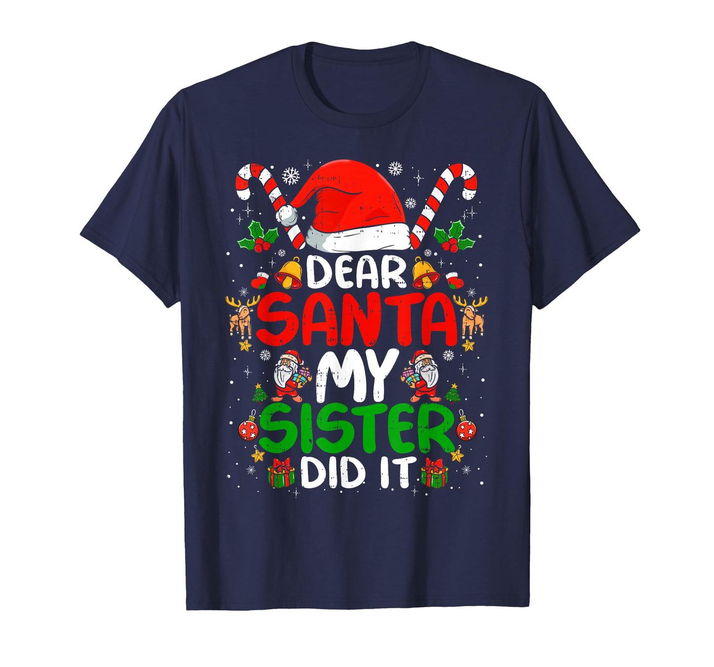 Dear Santa My Sister Did It Funny Christmas Boys Girls Kids T-Shirt