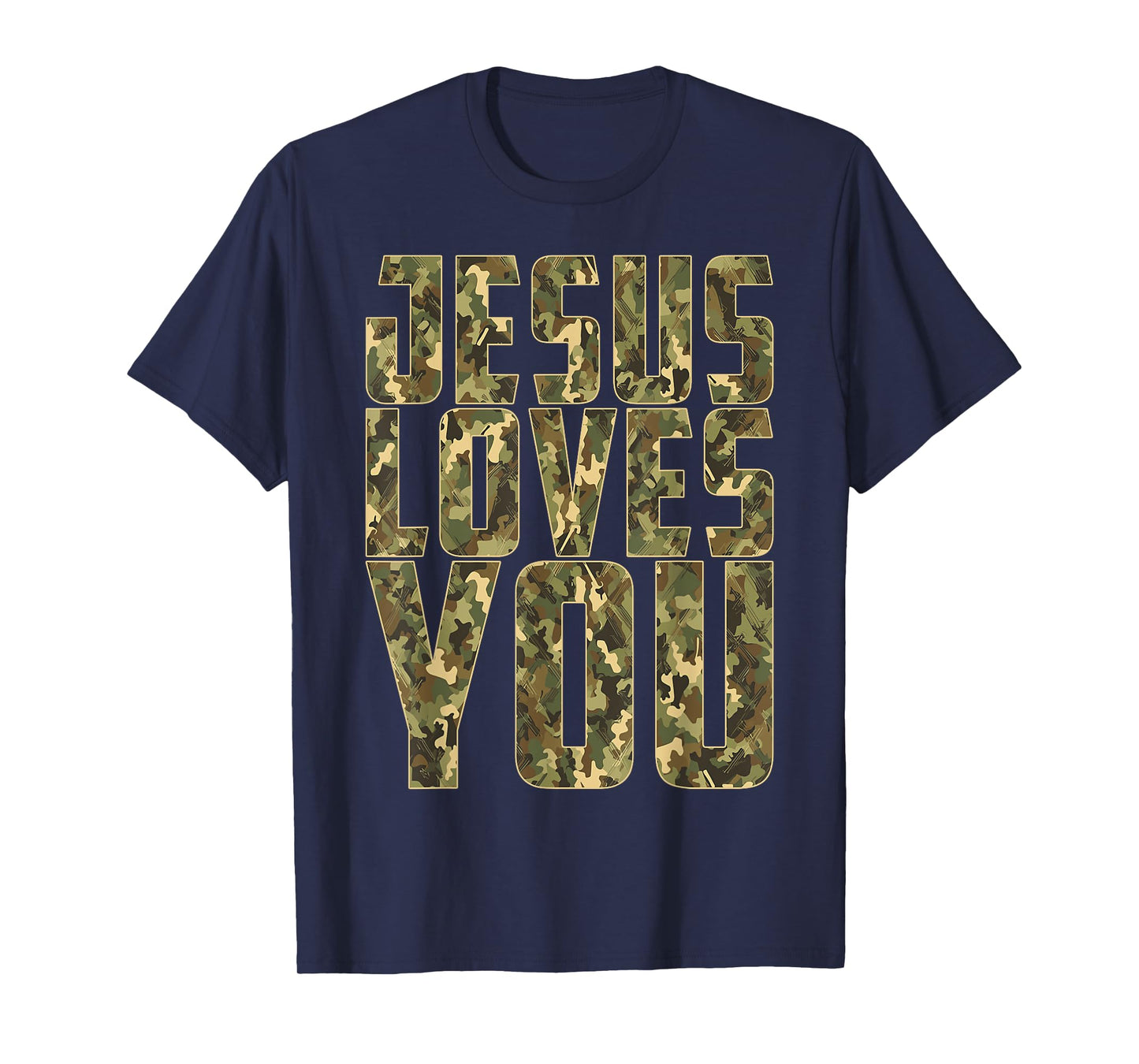 Jesus Loves You Camo Funny Christian Youth Boy Men T-Shirt