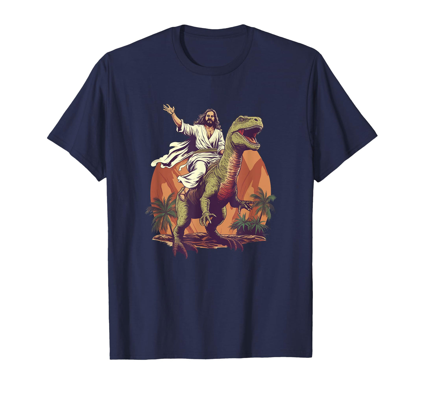 Funny Jesus Riding T-Rex Dinosaur Meme Parody for Believers T-Shirt