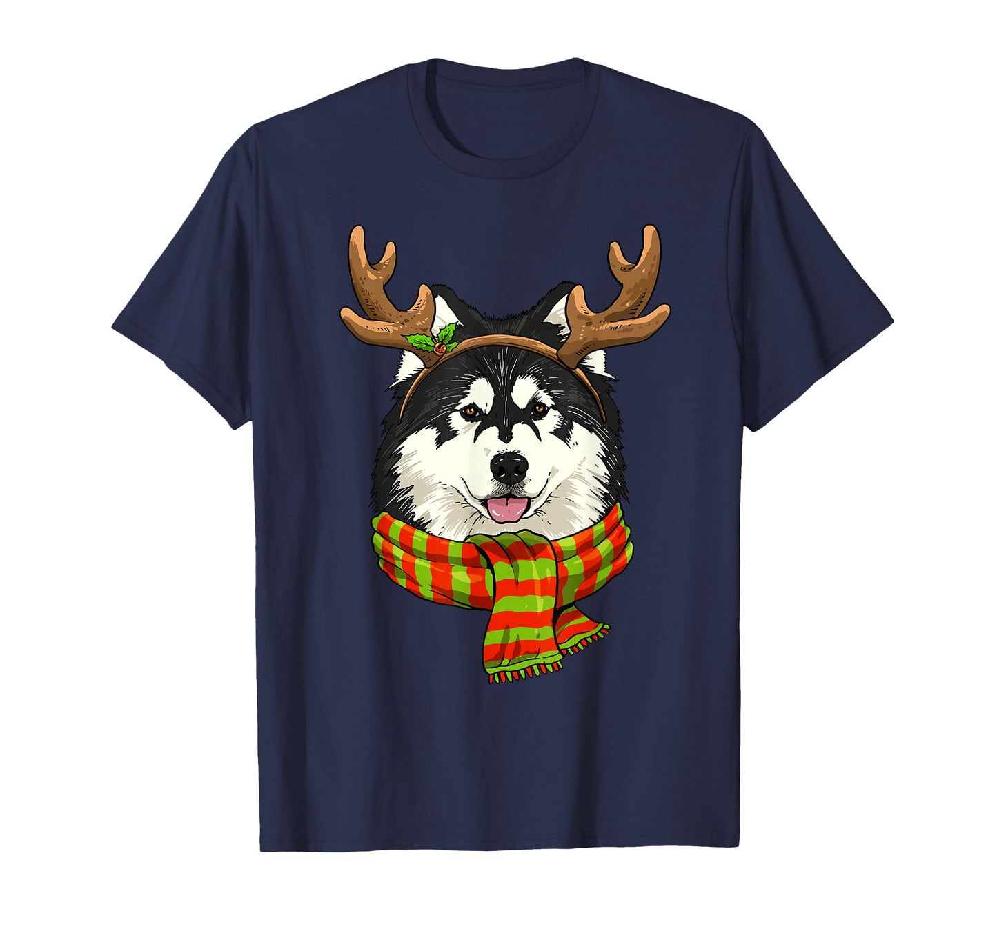 Alaskan Malamute Reindeer Christmas Shirt Xmas Pet Dog Lover T-Shirt