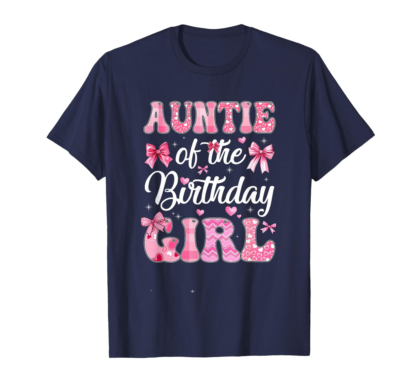 Auntie Of The Birthday Girl Family Pink Coquette Bow T-Shirt