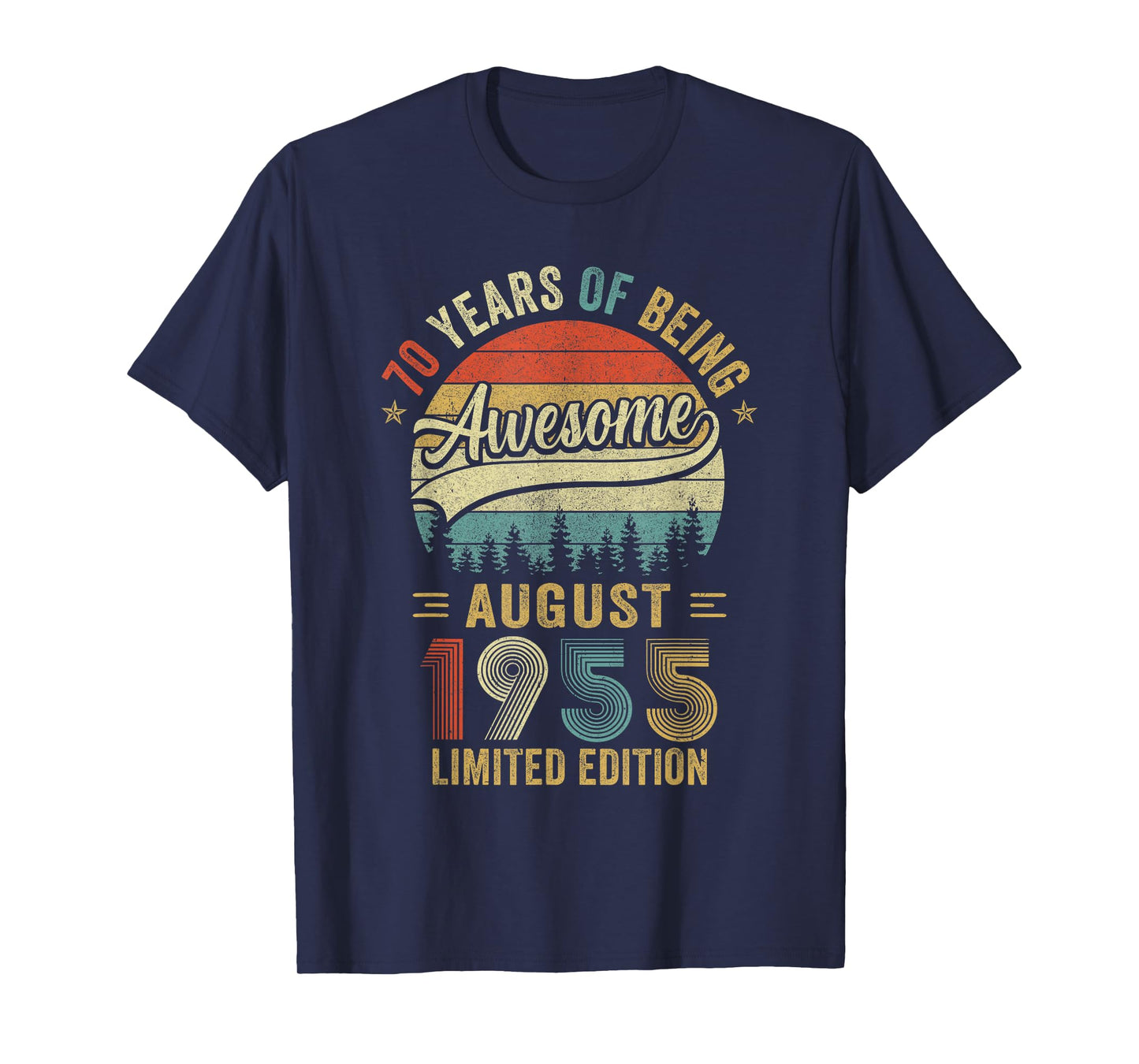 Vintage August 1955 Old 70Th Birthday Men Women T-Shirt