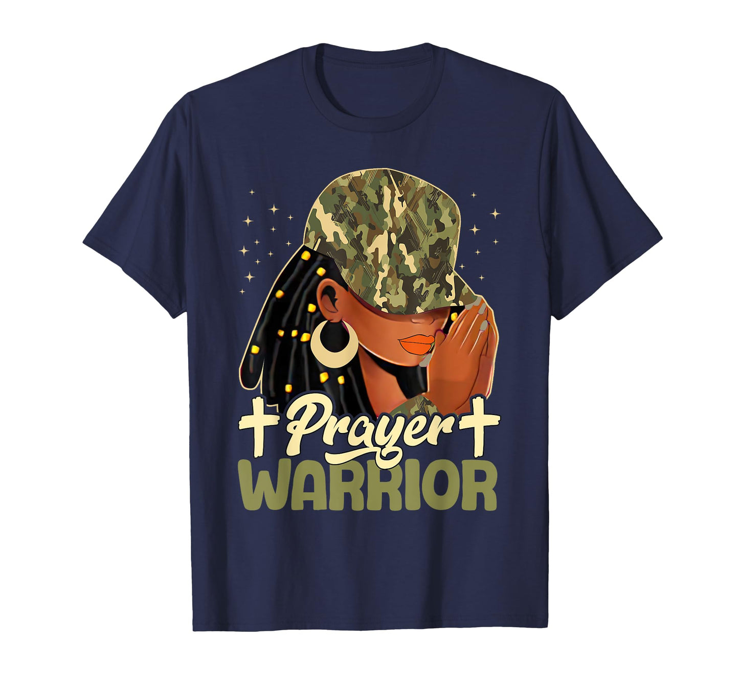 Prayer Warrior Locs Christian Black Woman Camo Bandana T-Shirt