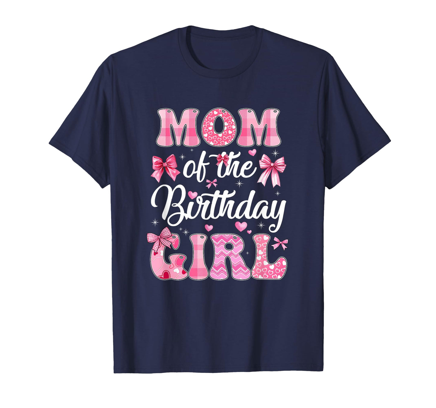 Mom Of The Birthday Girl Family Pink Coquette Bow T-Shirt