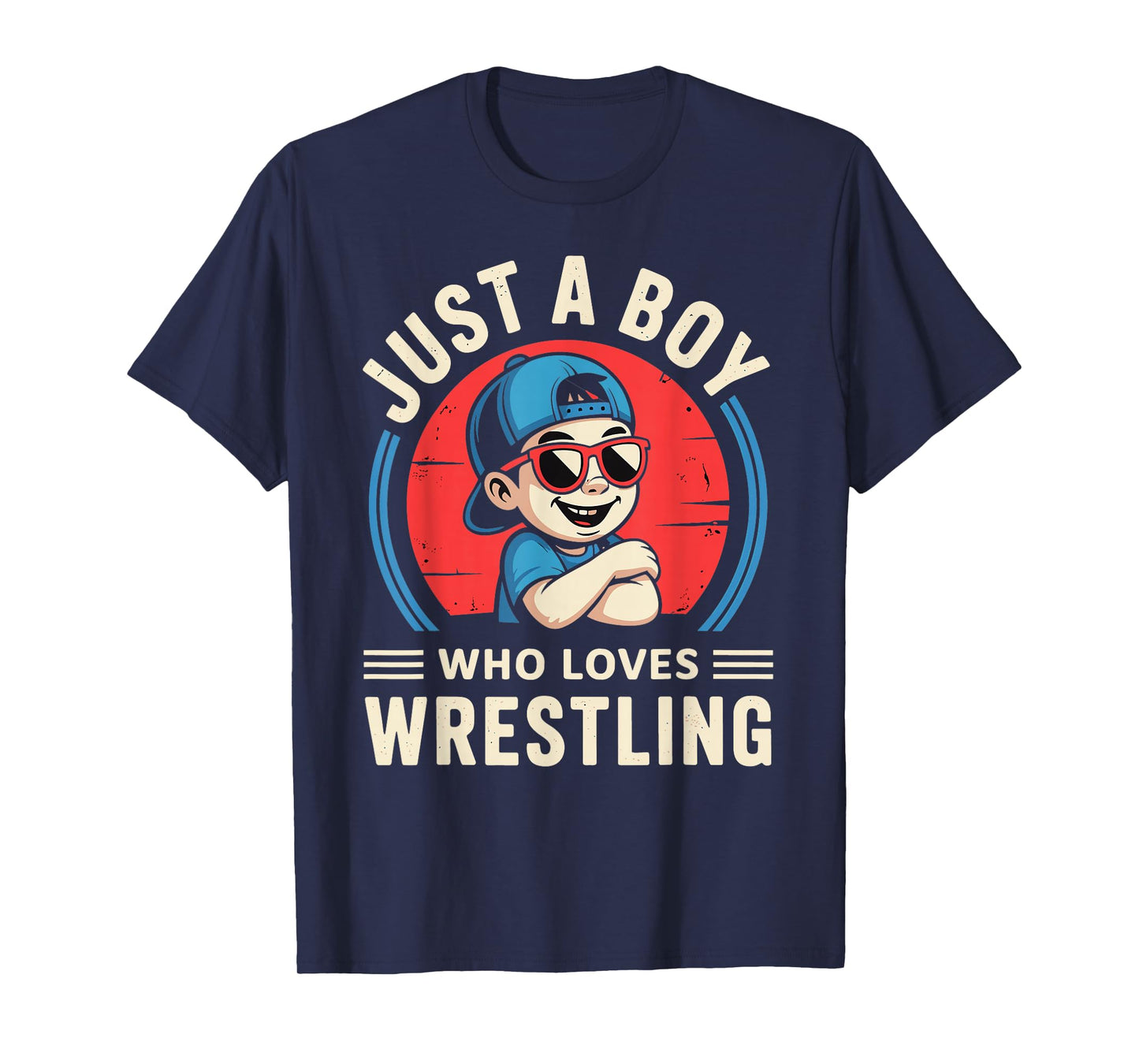 Just A Boy Who Loves Wrestling Retro Vintage T-Shirt