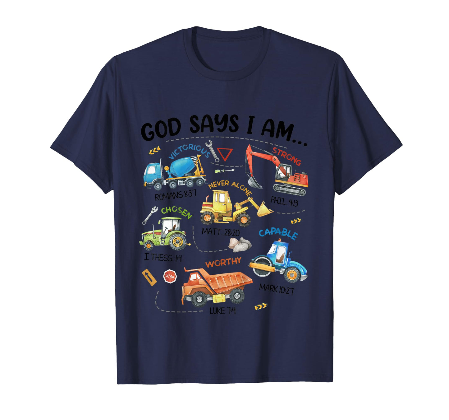 Kids God Says I Am Construction Bible Verse Truck Toddler Boys T-Shirt