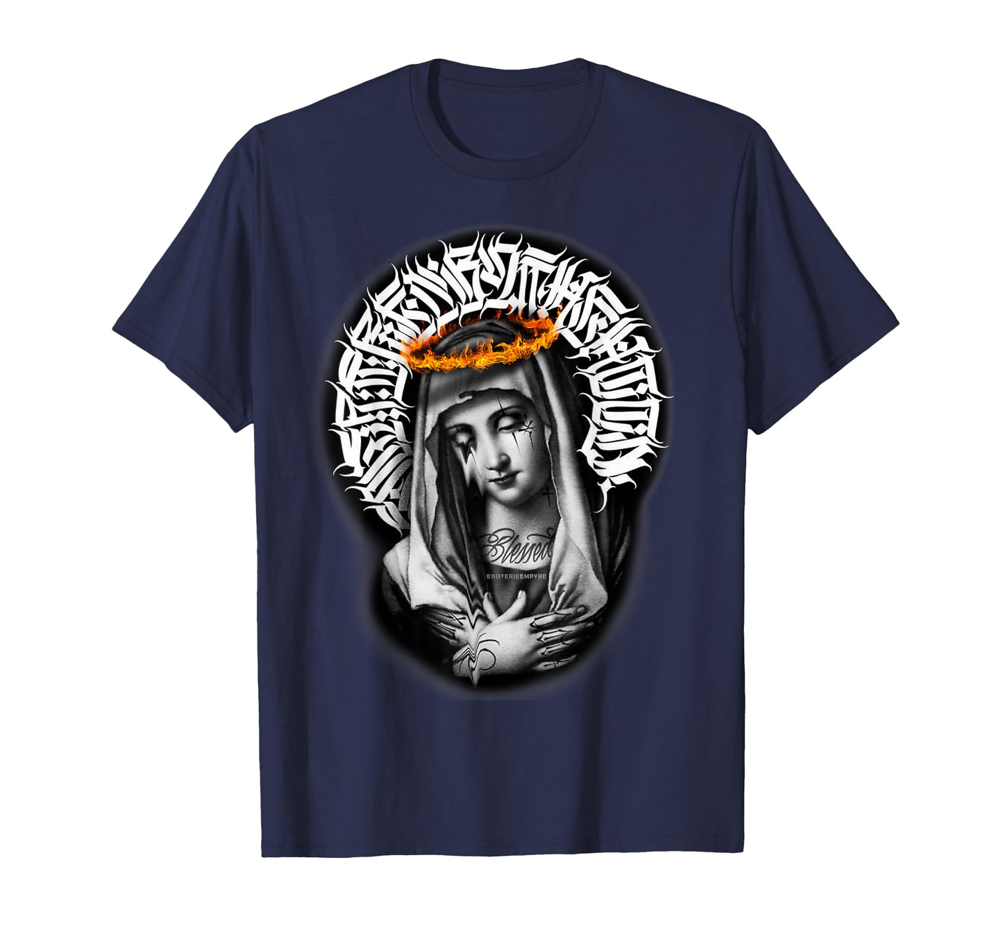 Mother Mary Tattoo Blessed Pray Gothic T-Shirt