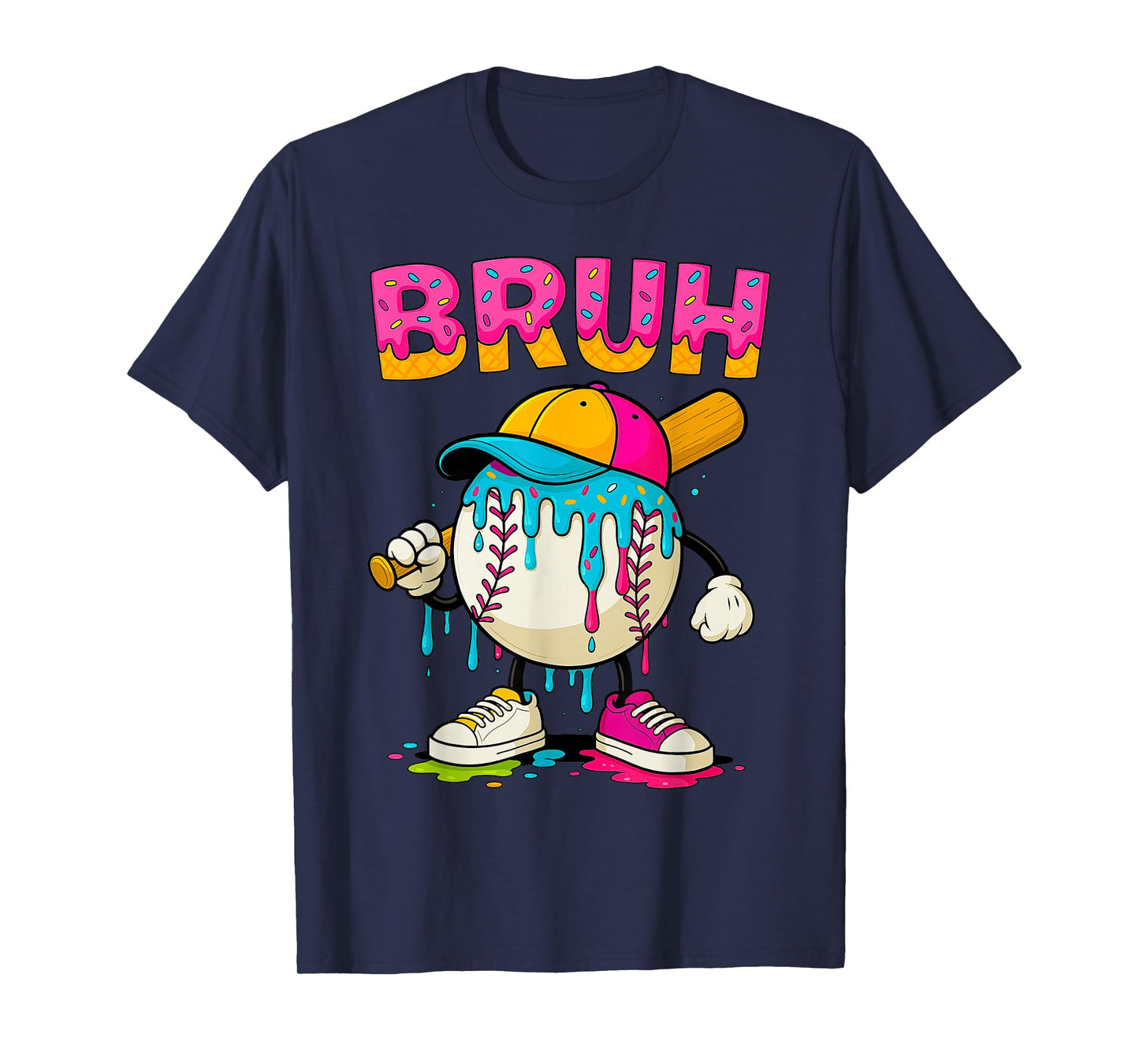 Baseball drip Shirt Bruh Baseball Drip Ice Cream Boys T-Shirt