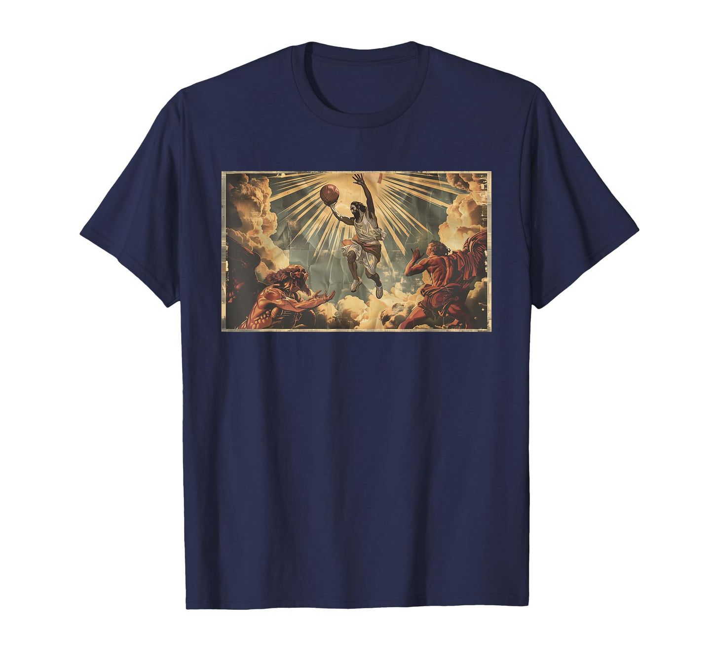 Funny Jesus Dunking Over The Devil Christian T-Shirt