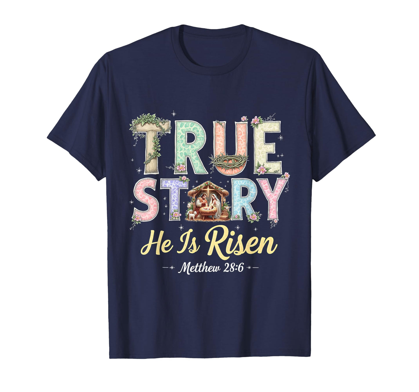 He Is Risen Easter Coquette Vintage Christian True Story T-Shirt