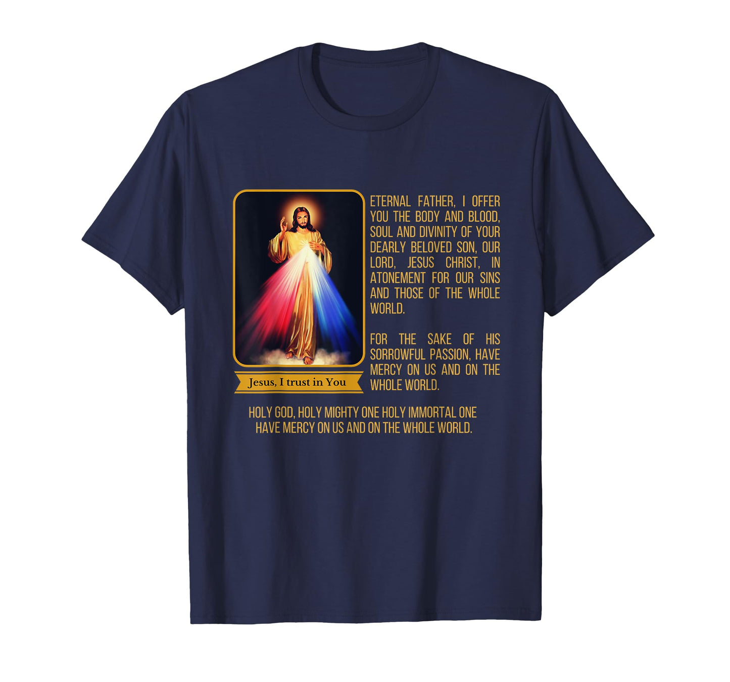 Divine Mercy Jesus Image Chaplet Novena Prayer Catholic T-Shirt