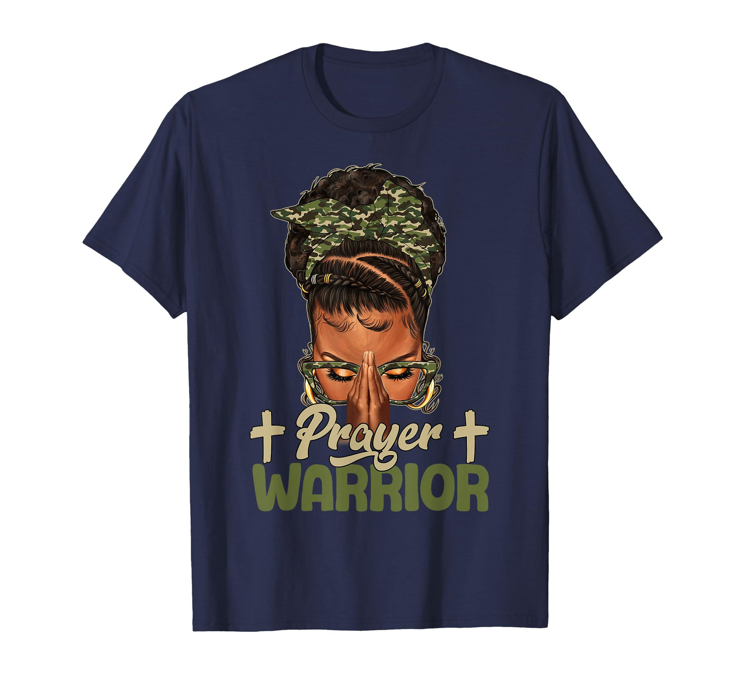 Sayings Prayer Warrior Black Woman Afro Christian Praying T-Shirt