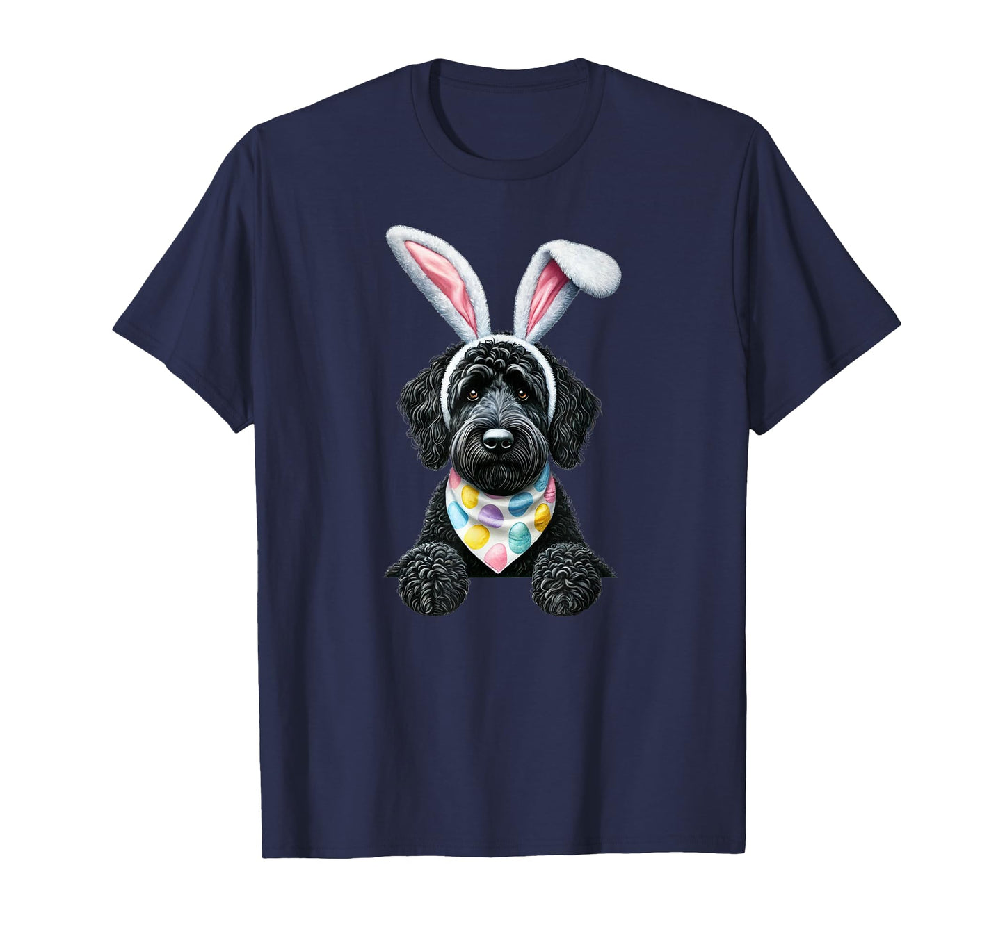 Easter Dog Bunny Spring Goldendoodle Dog Easter Egg Hunting T-Shirt