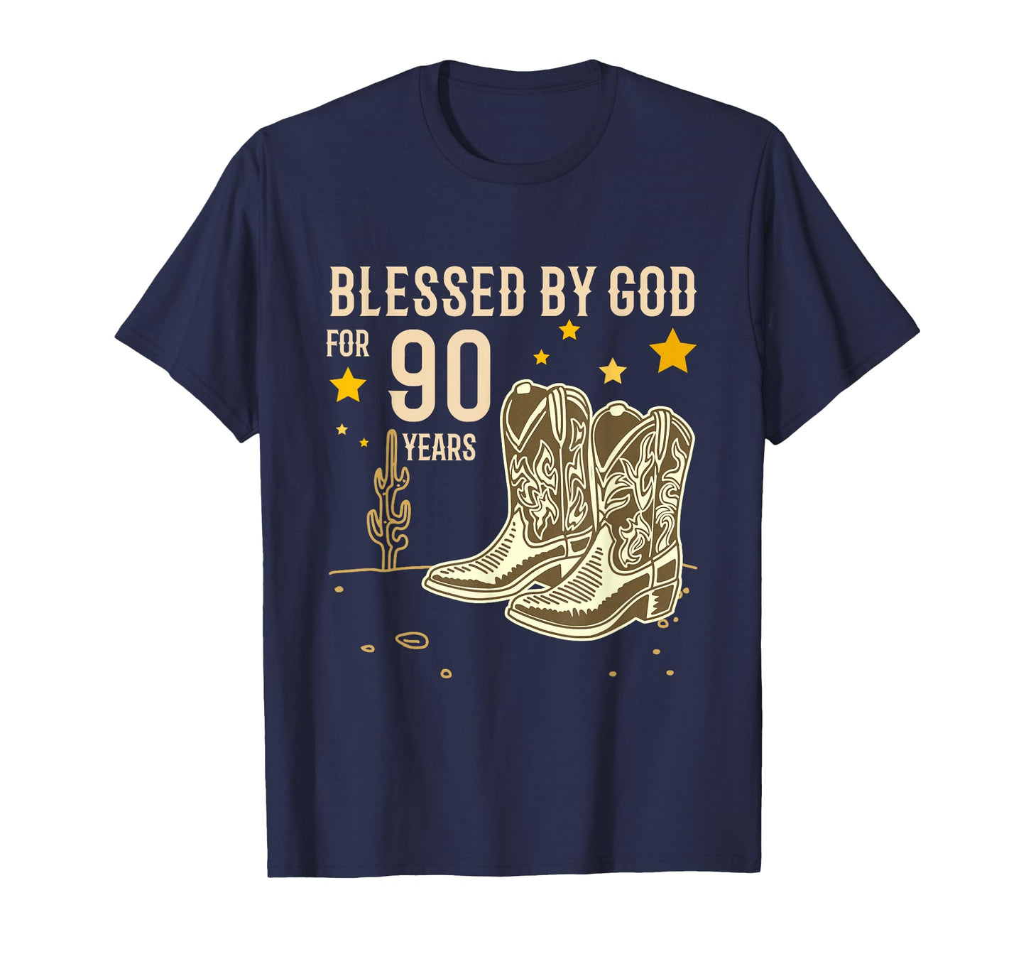 Vintage Blessed by God for 90 Years Cowboy 90th Birthday Men T-Shirt