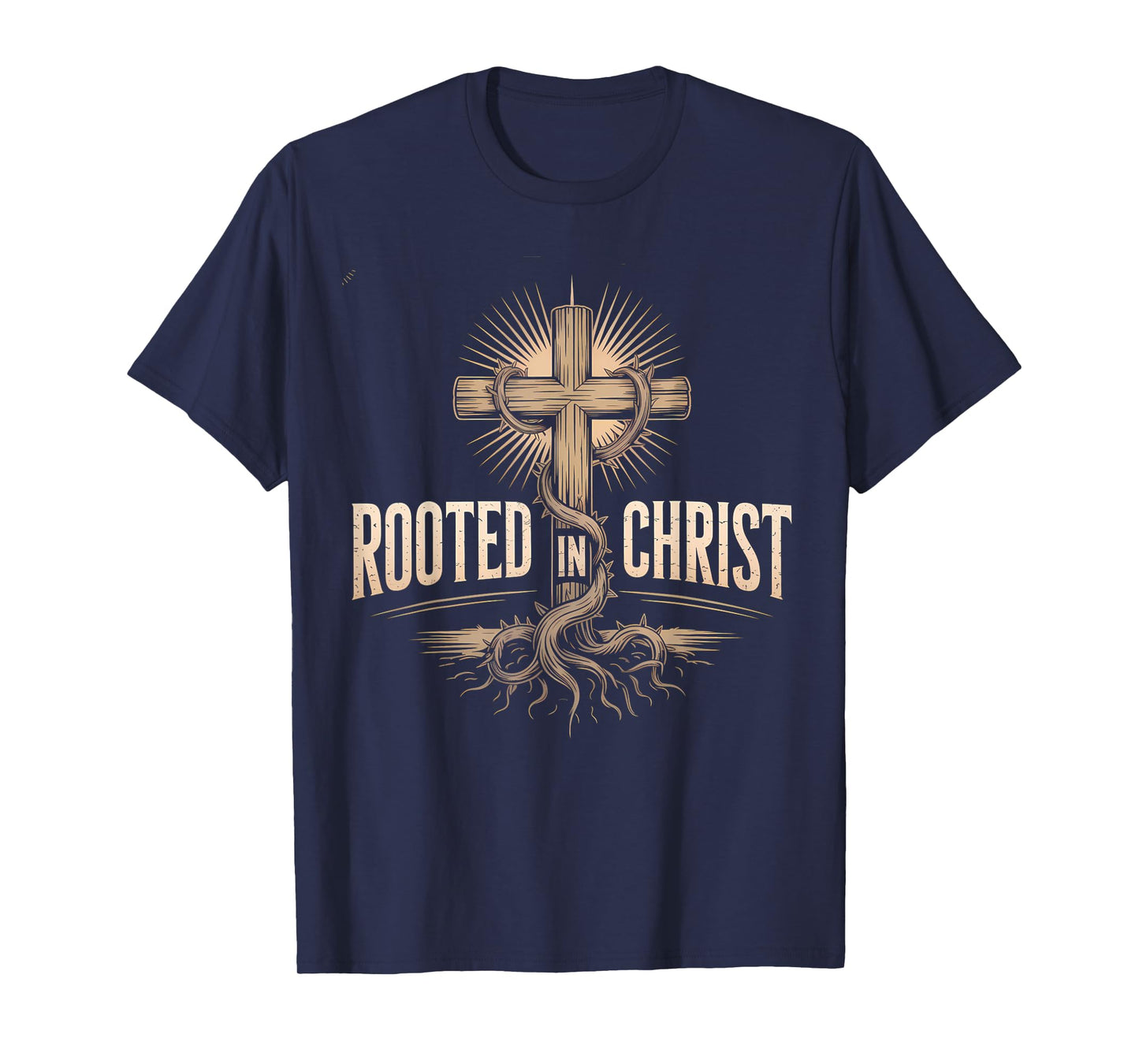 Rooted in Christ Jesus Cross Christian Faith T-Shirt