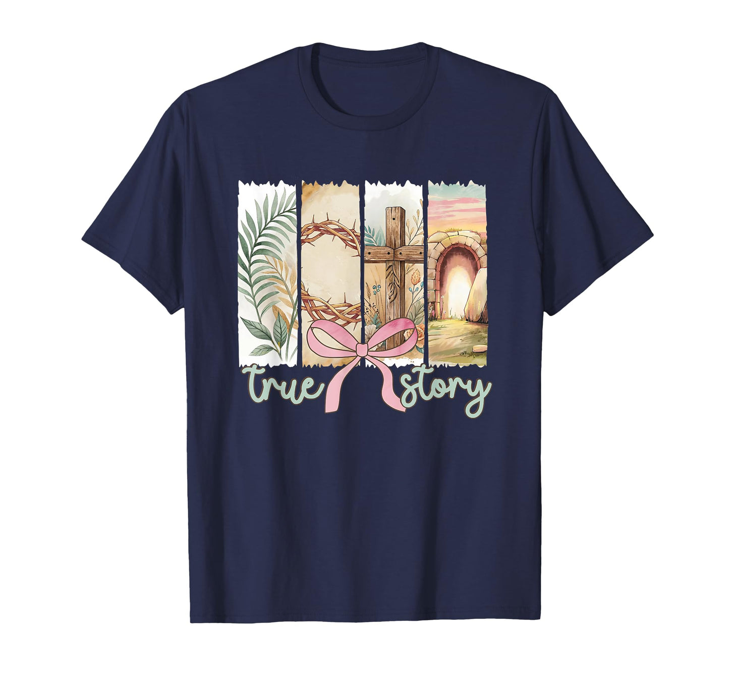 True Story He Is Risen Retro Christian Easter Coquette Bow T-Shirt