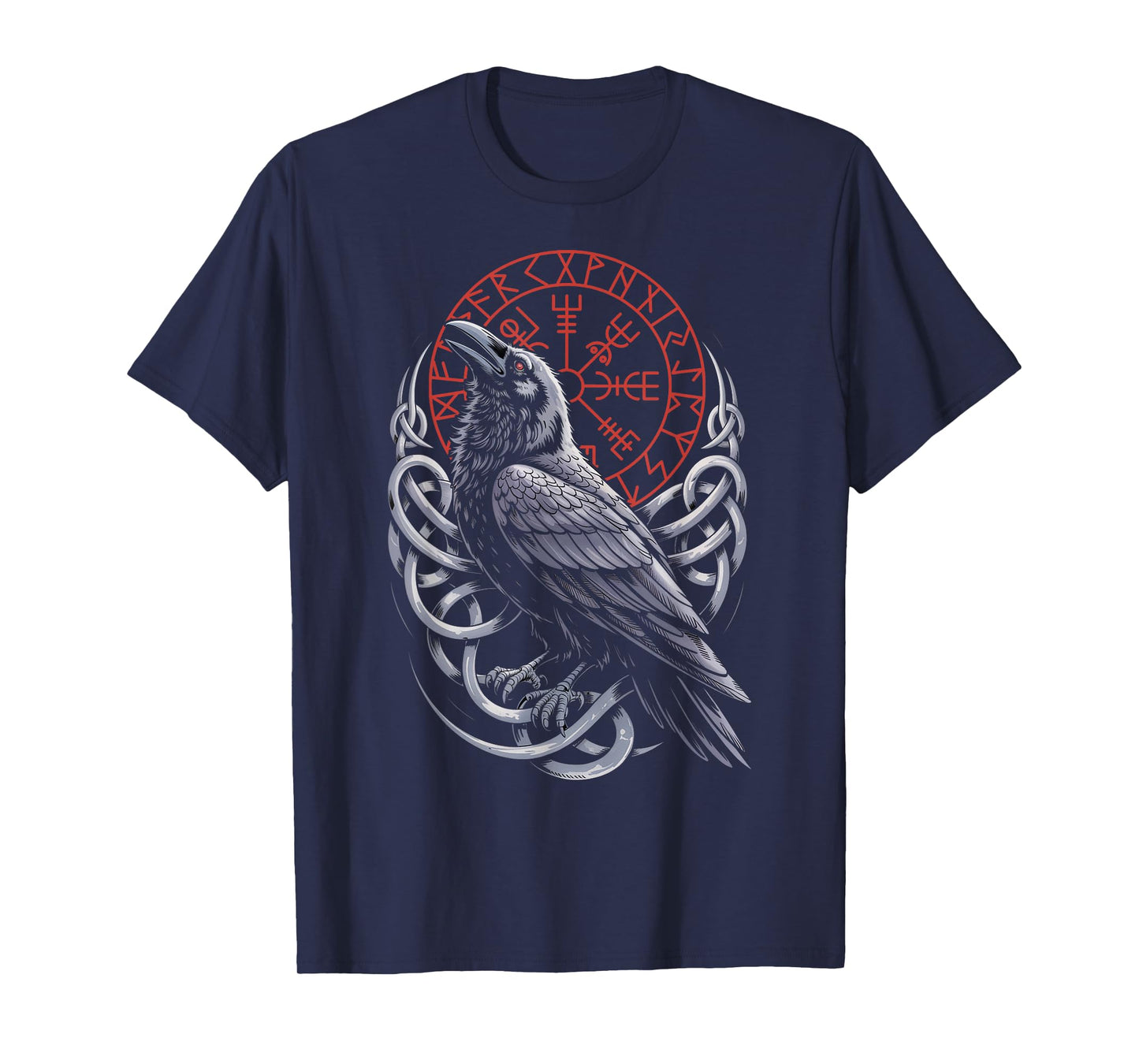 Retro Walhalla Huginn Muninn Celtic Viking Compass Vegvisir T-Shirt