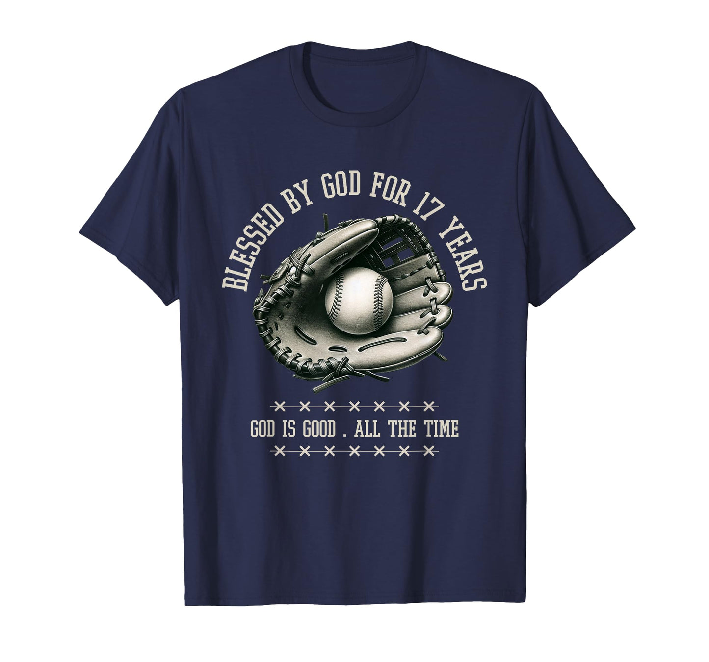 Blessed by God for 17 Years Old Baseball 17th Birthday Gifts T-Shirt