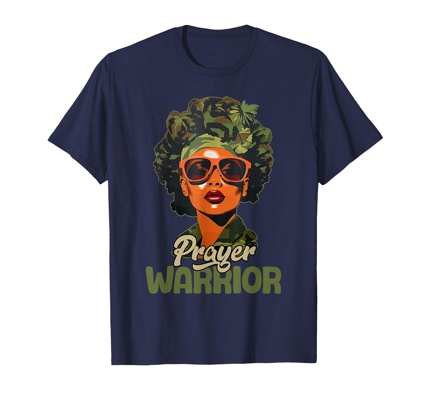 Praying Black Woman Afro Christian Sayings Prayer Warrior T-Shirt