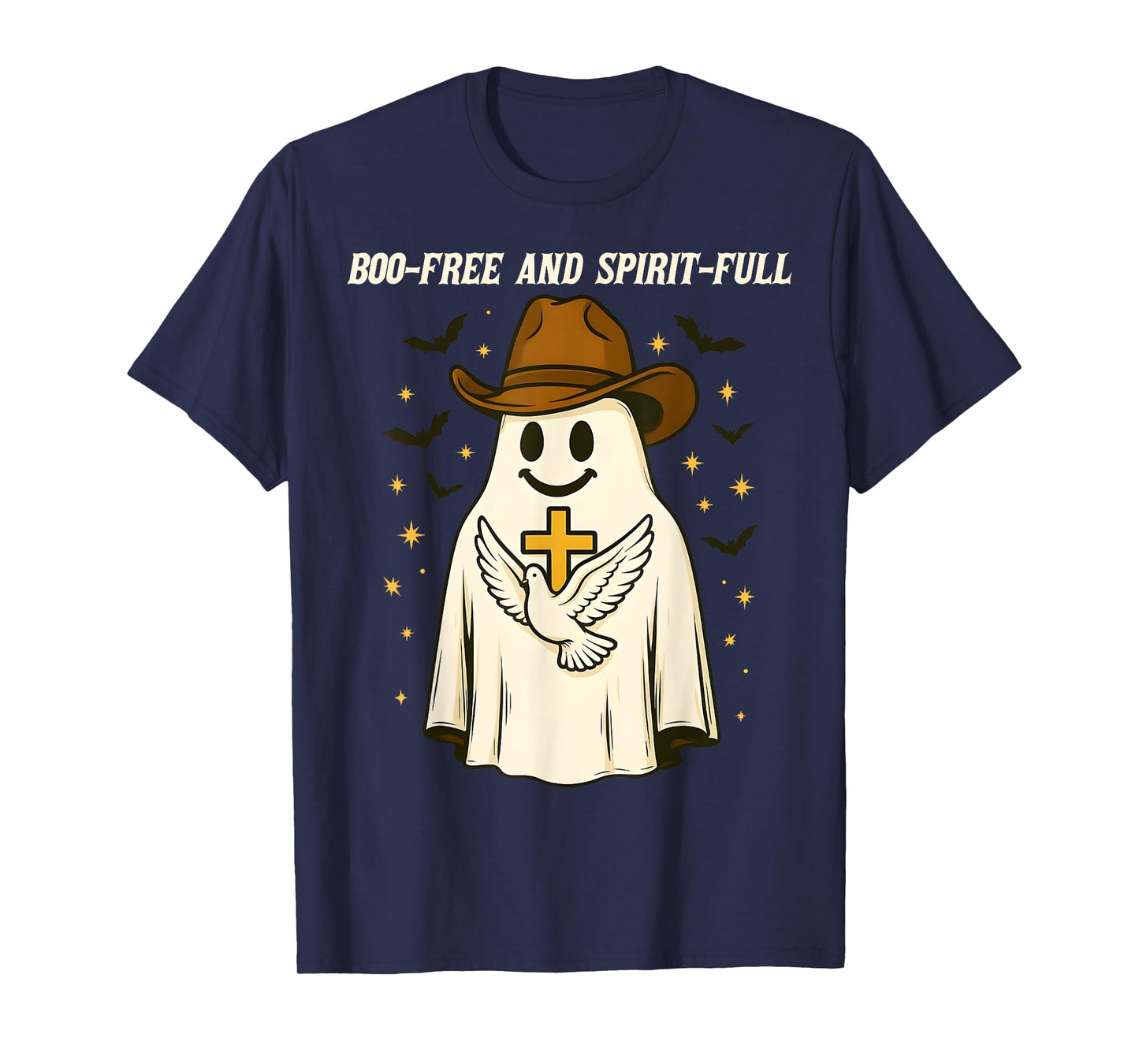 Boo-Free and Spirit-Full Christian Halloween Ghost Cowboy T-Shirt