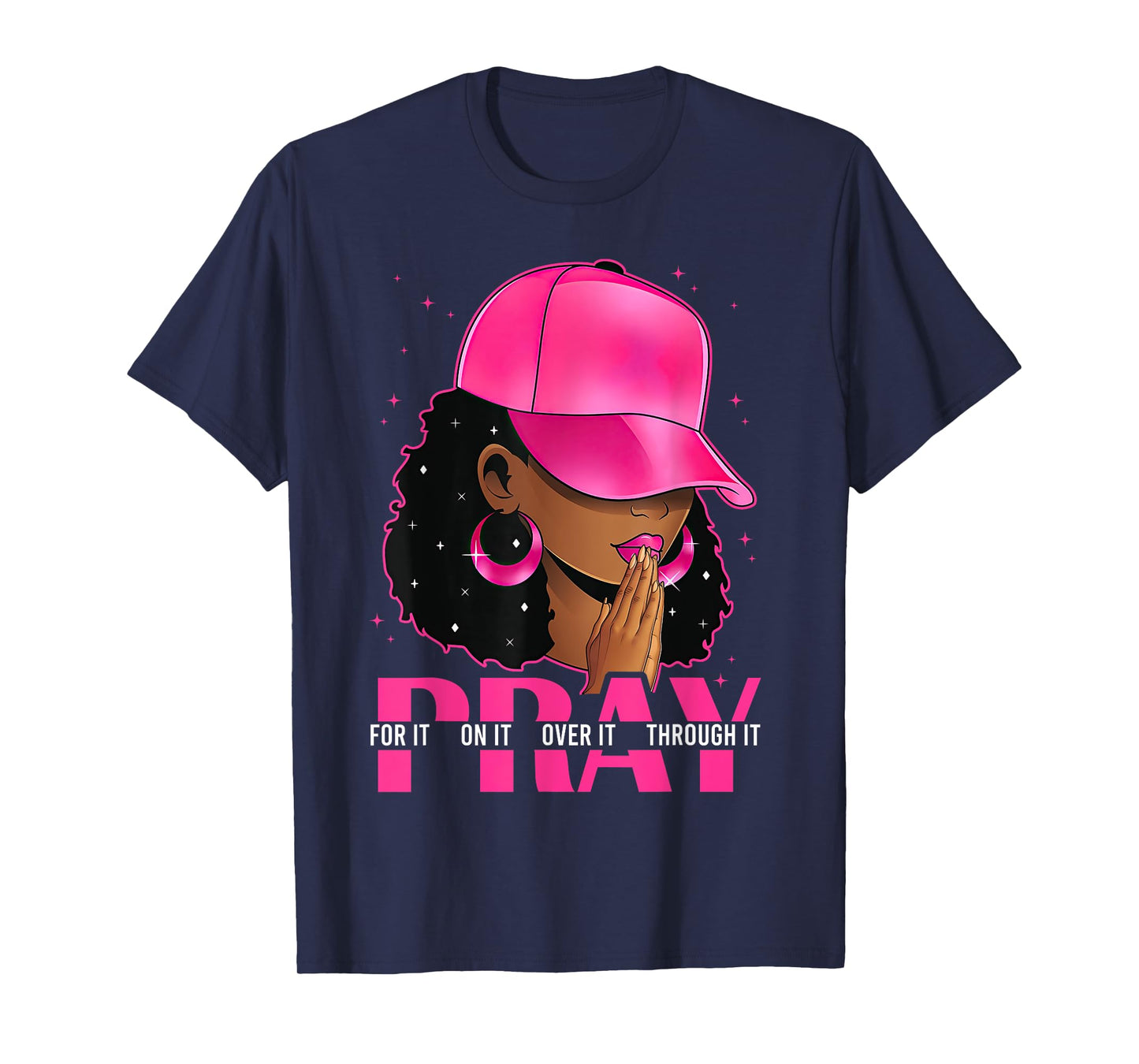 Pray On It Pray Over It Black Woman Afro Christian Sayings T-Shirt