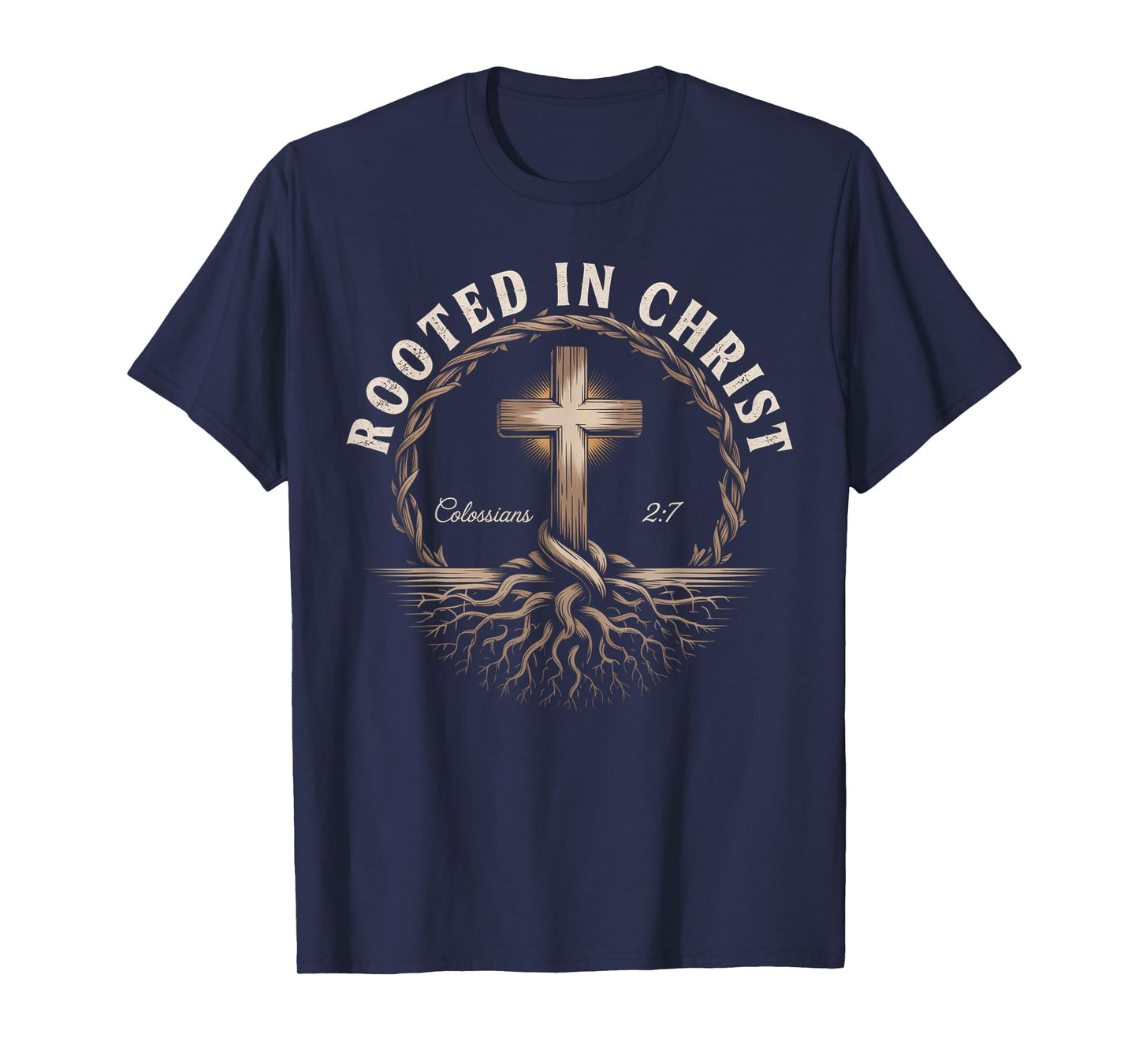 Vintage Stamp Rooted in Christ, Jesus Shirts Christian Cross T-Shirt