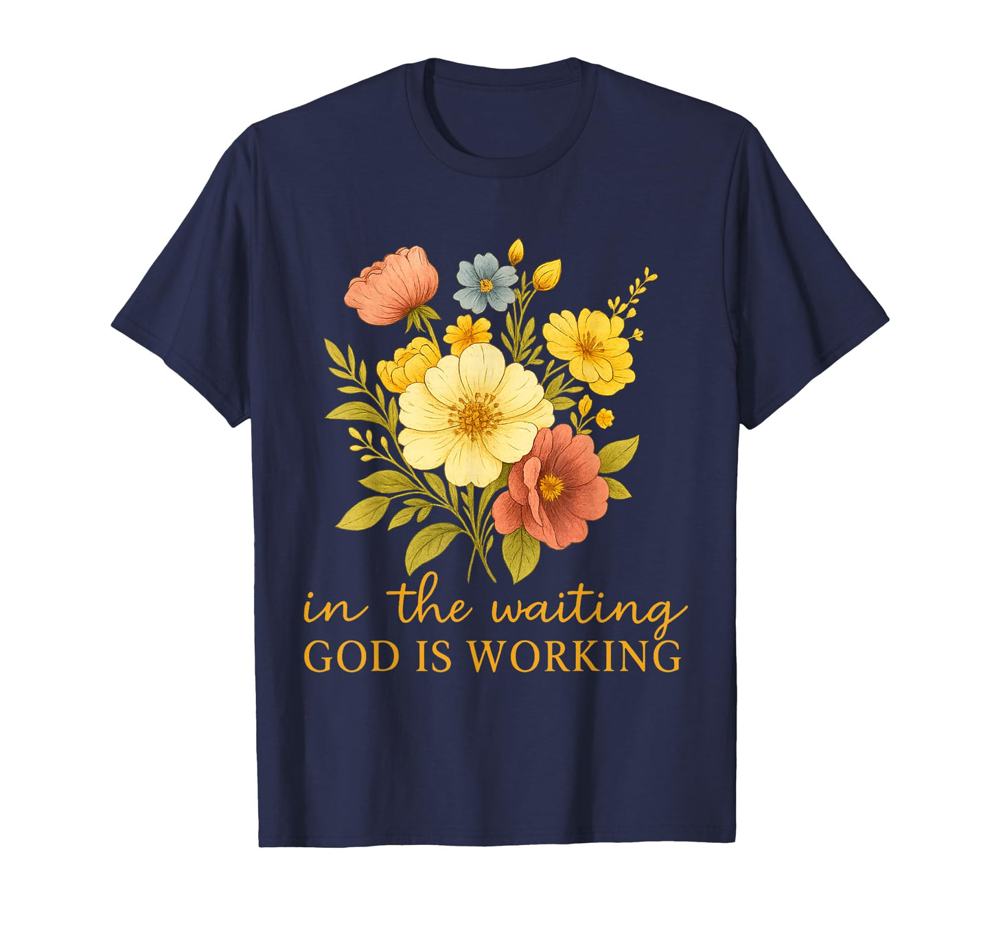 Retro in The Waiting God is Working Faith Jesus Christian T-Shirt