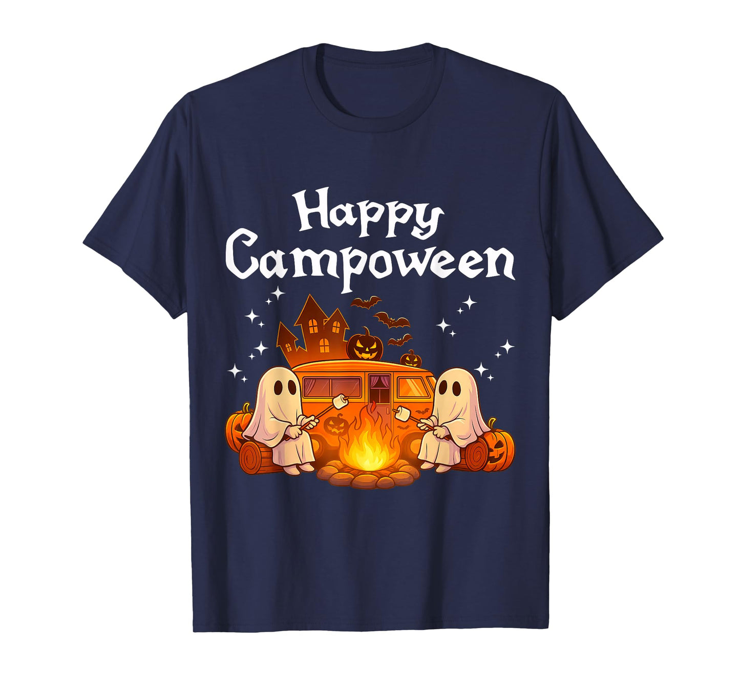 Happy Campoween Spooky Camping Ghosts Halloween Camping T-Shirt