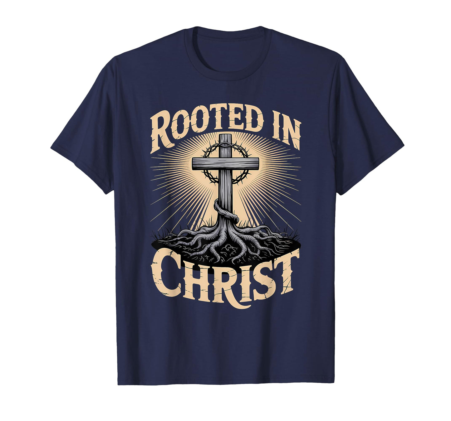 Rooted in Christ Jesus Cross Christian Faith T-Shirt