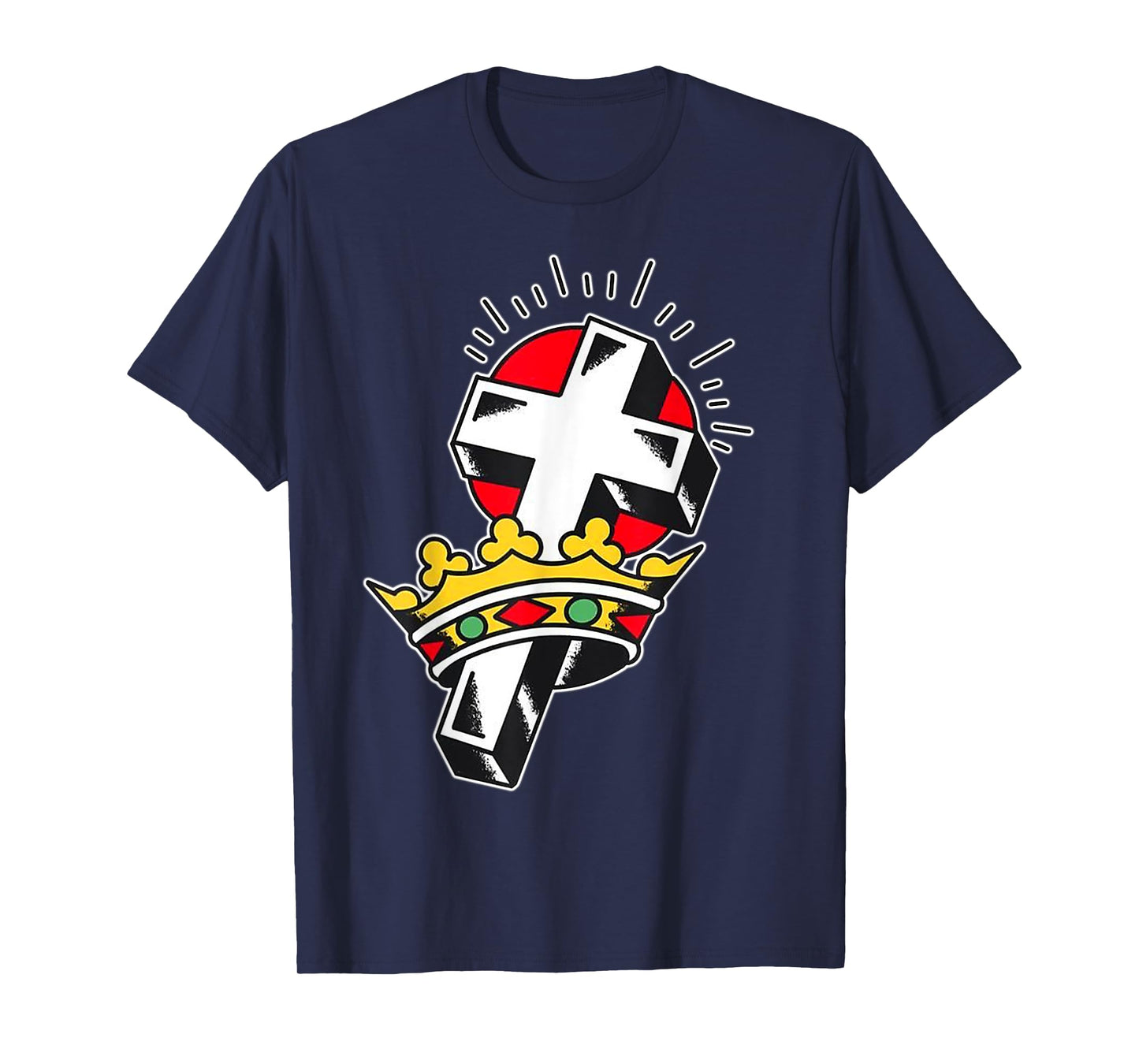 Crown x Crucifix Traditional Tattoo Flash T-Shirt