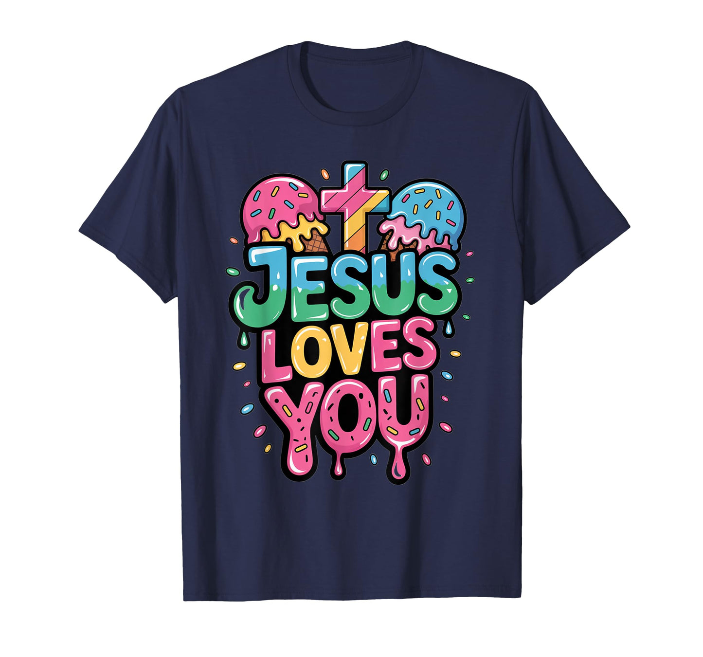 Jesus Loves You Ice Cream Christian Drip Kids Religious Boys T-Shirt