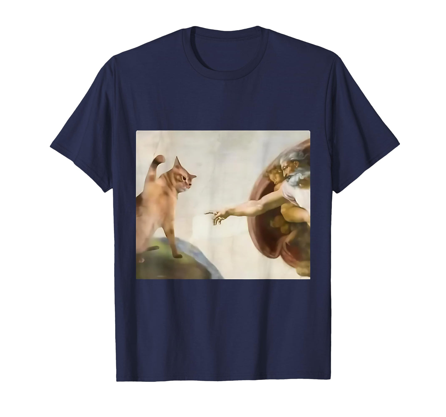 Funny Cat God Creation Of Adam Jesus Gen Z Meme Gifts T-Shirt