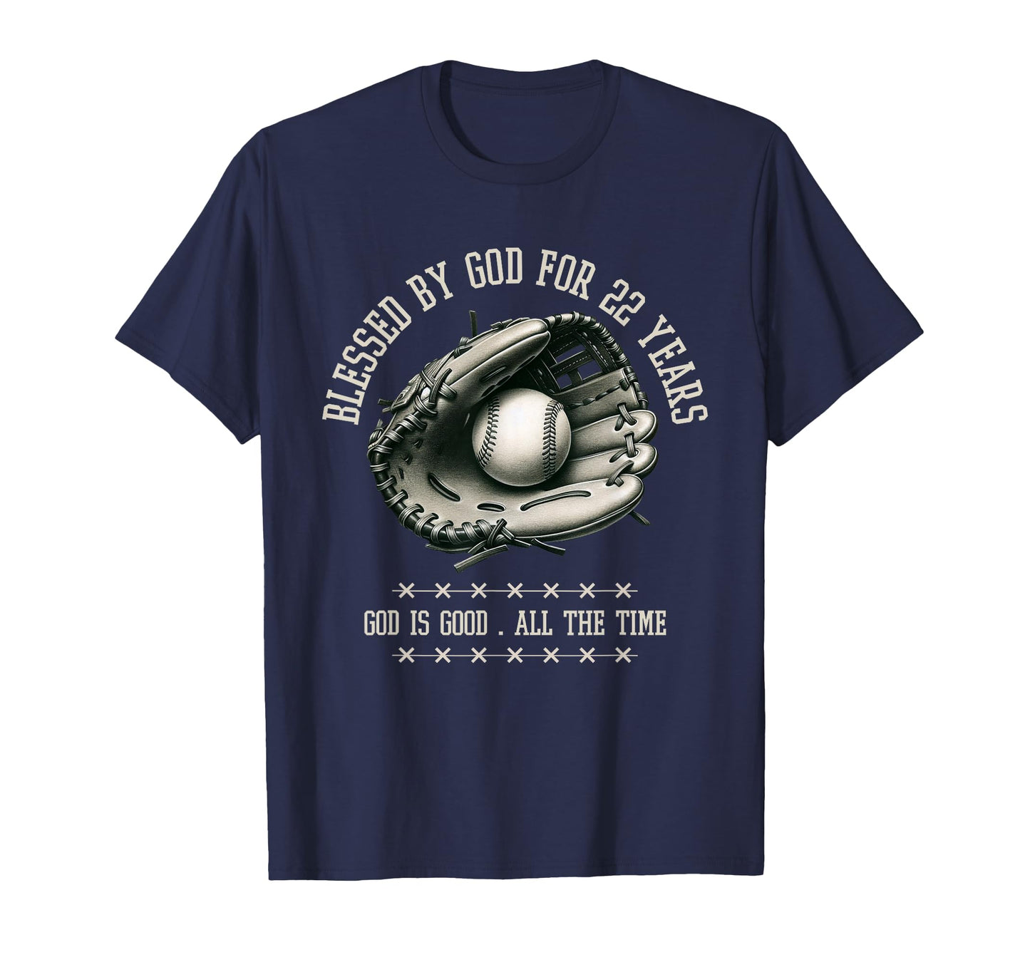 Blessed by God for 22 Years Old Baseball 22nd Birthday Gifts T-Shirt