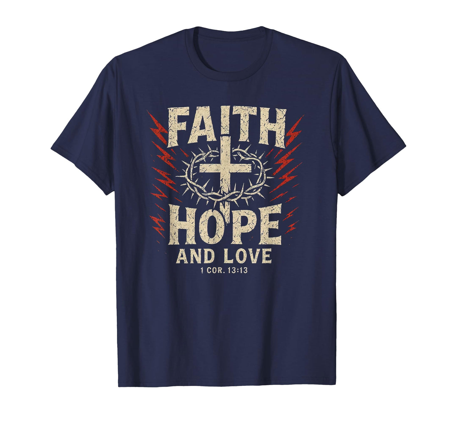 Christian Faith Hope Love Punk Art Crown of Thorn Distressed T-Shirt