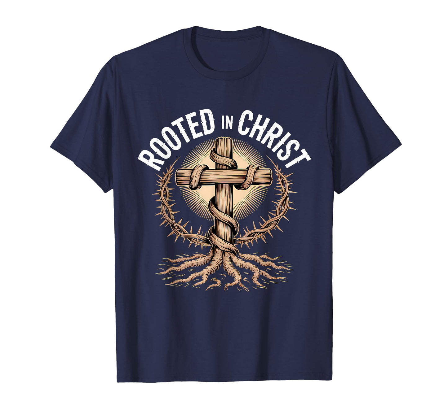 Rooted in Christ Christian Faith Jesus Cross T-Shirt