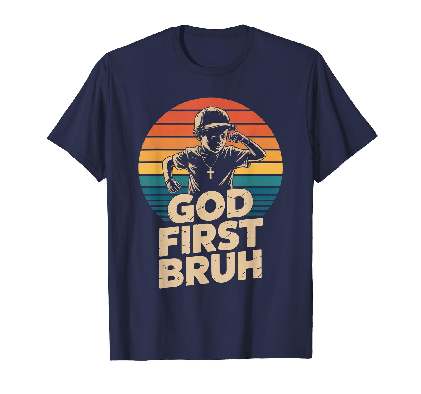 God First Bruh – Christian Kids Retro Dabbing T-Shirt