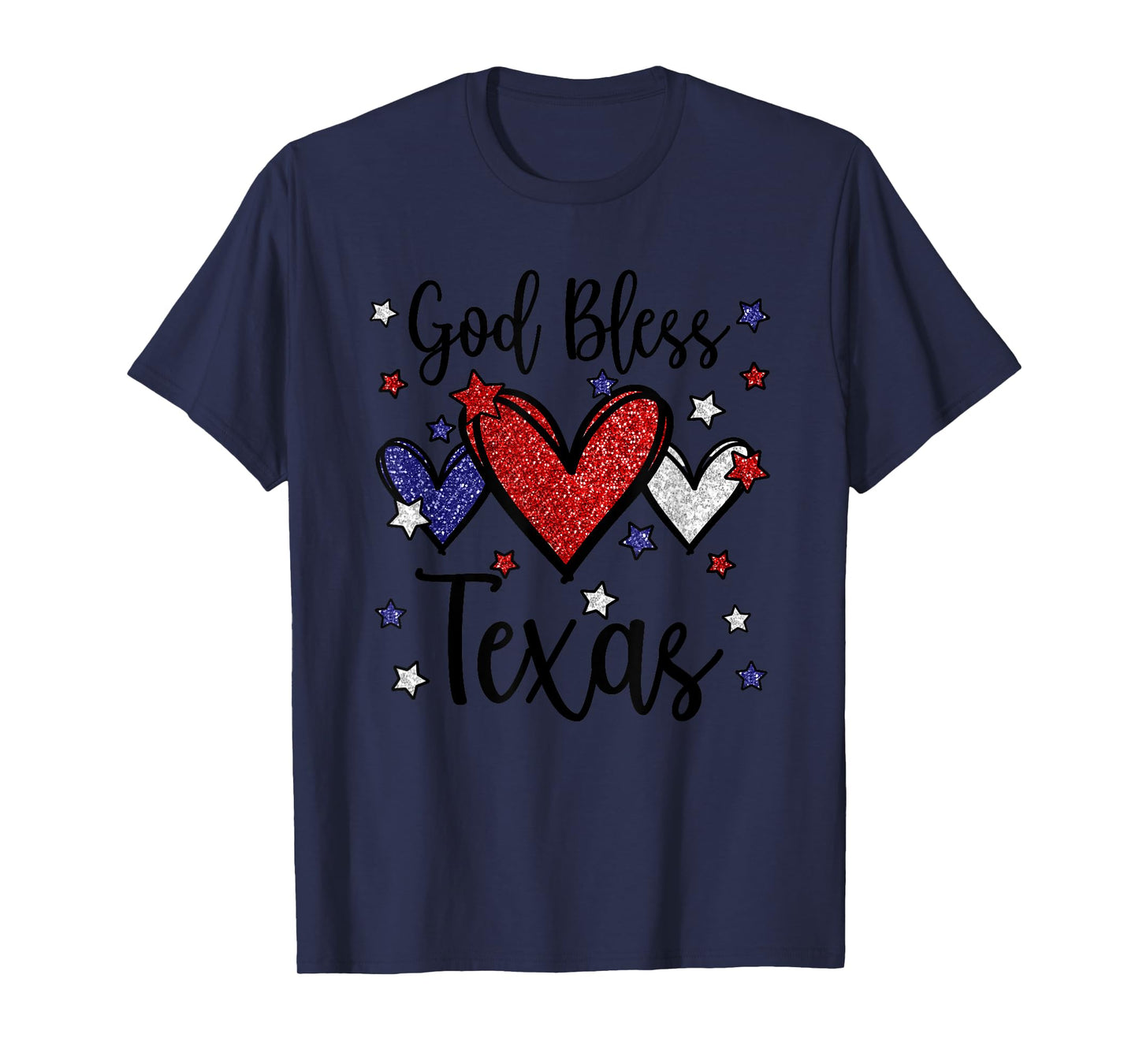 God Bless Texas Hearts For Patriotic Women & Fourth Of July T-Shirt