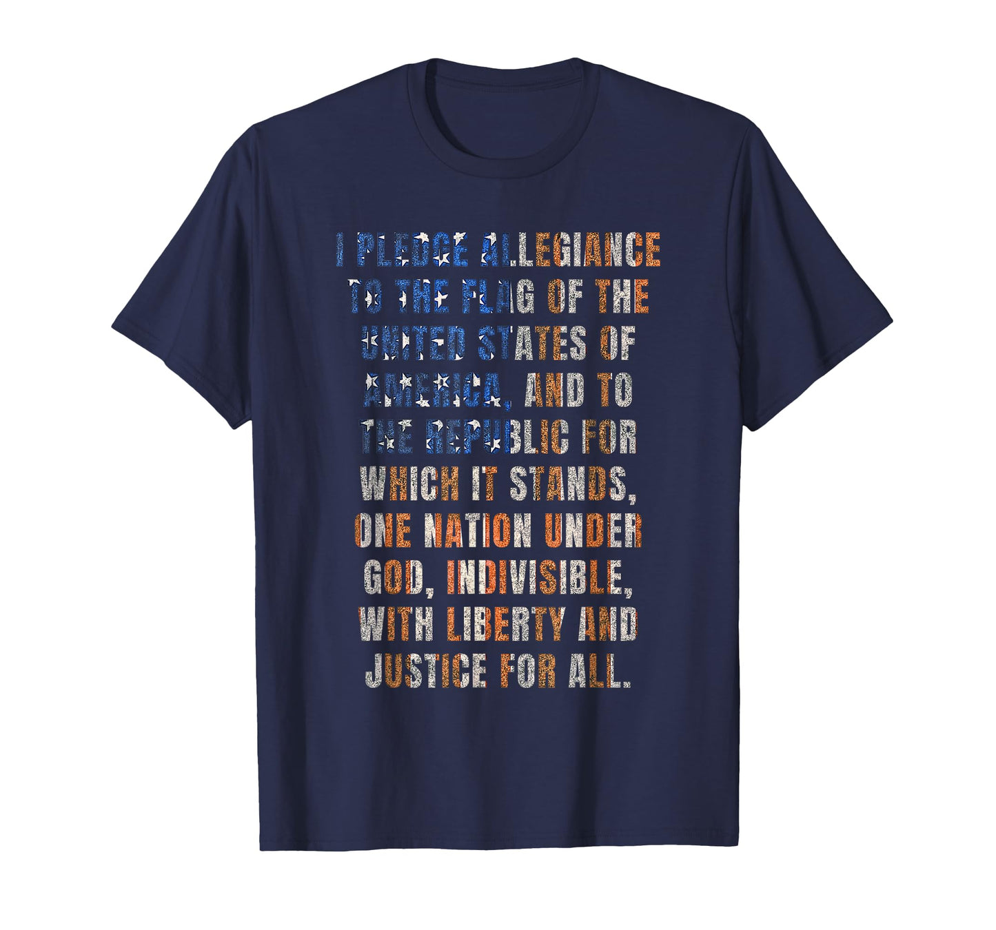 USA Pledge of Allegiance 4th of July Distressed Retro Tee T-Shirt for Women Kids Men