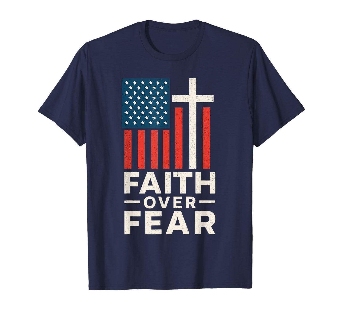 America Pride Us Flag Faith Over Fear Prayer T-Shirt