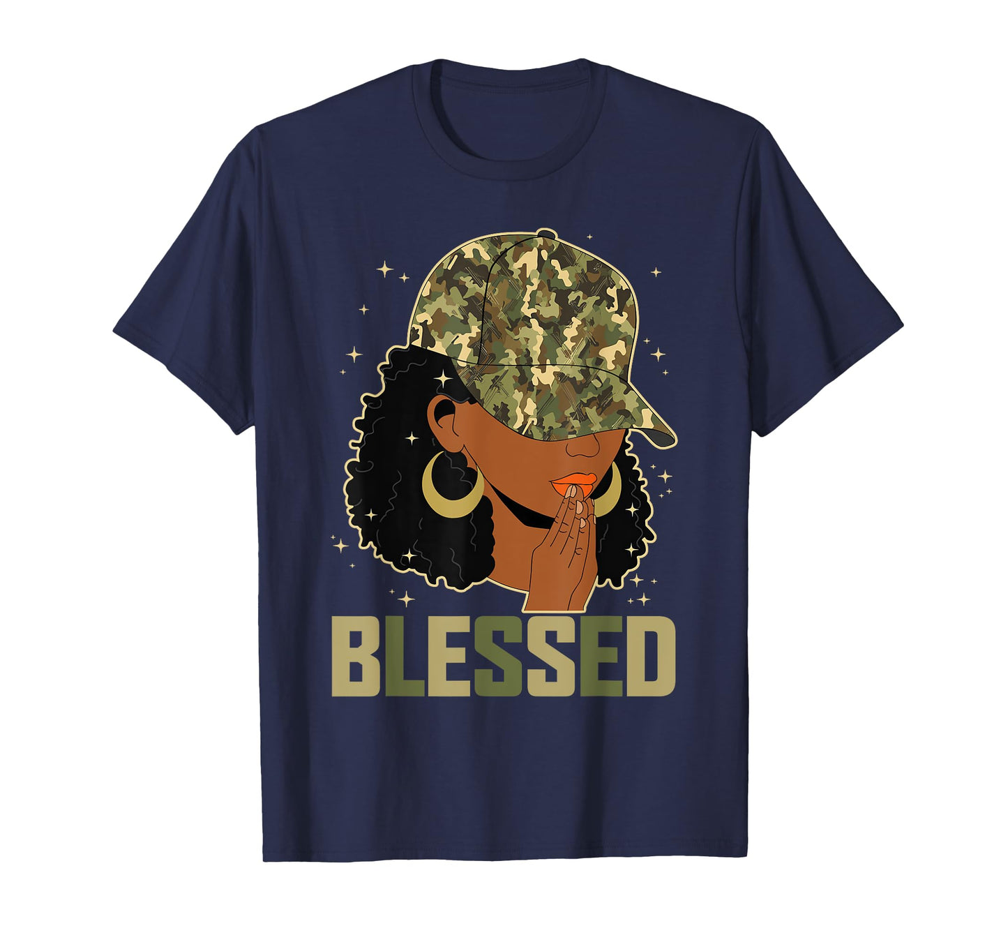 Blessed Black Woman Praying African Christian Camouflage T-Shirt