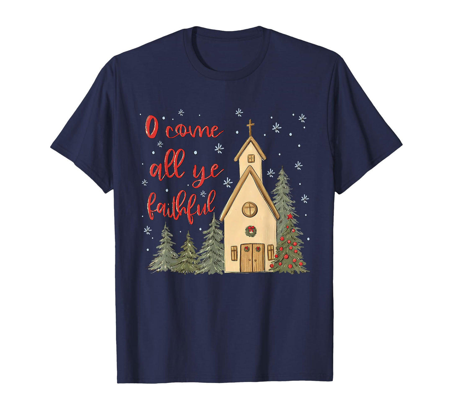 Vintage O Come All Ye Faithful Religious Christian Christmas T-Shirt