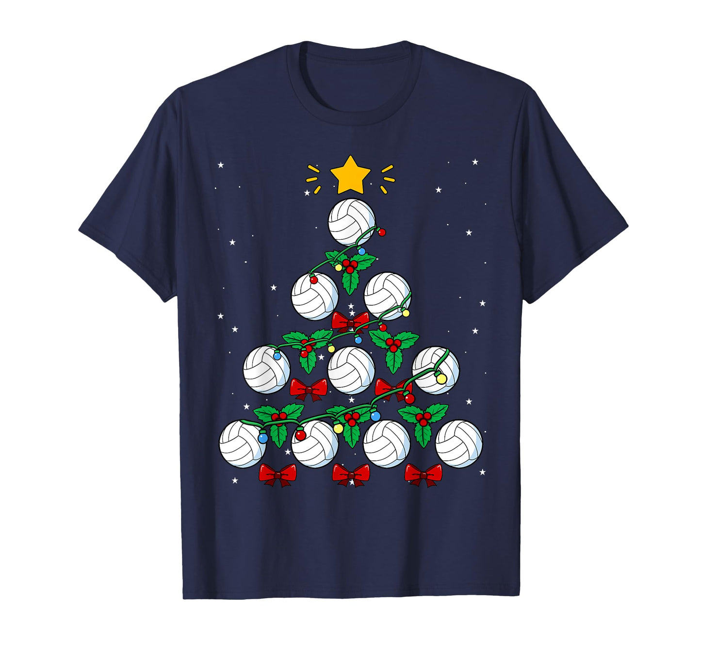 Volleyball Christmas Tree Ball Team Sports Coach Player Game T-Shirt