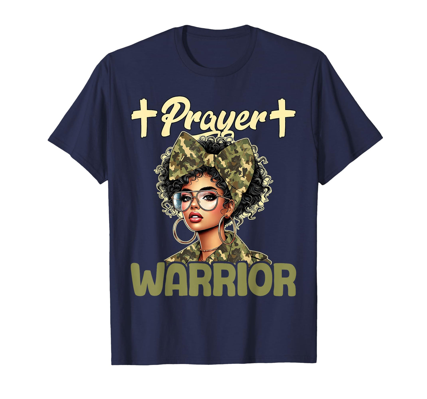 Praying Black Woman Afro Christian Sayings Prayer Warrior T-Shirt