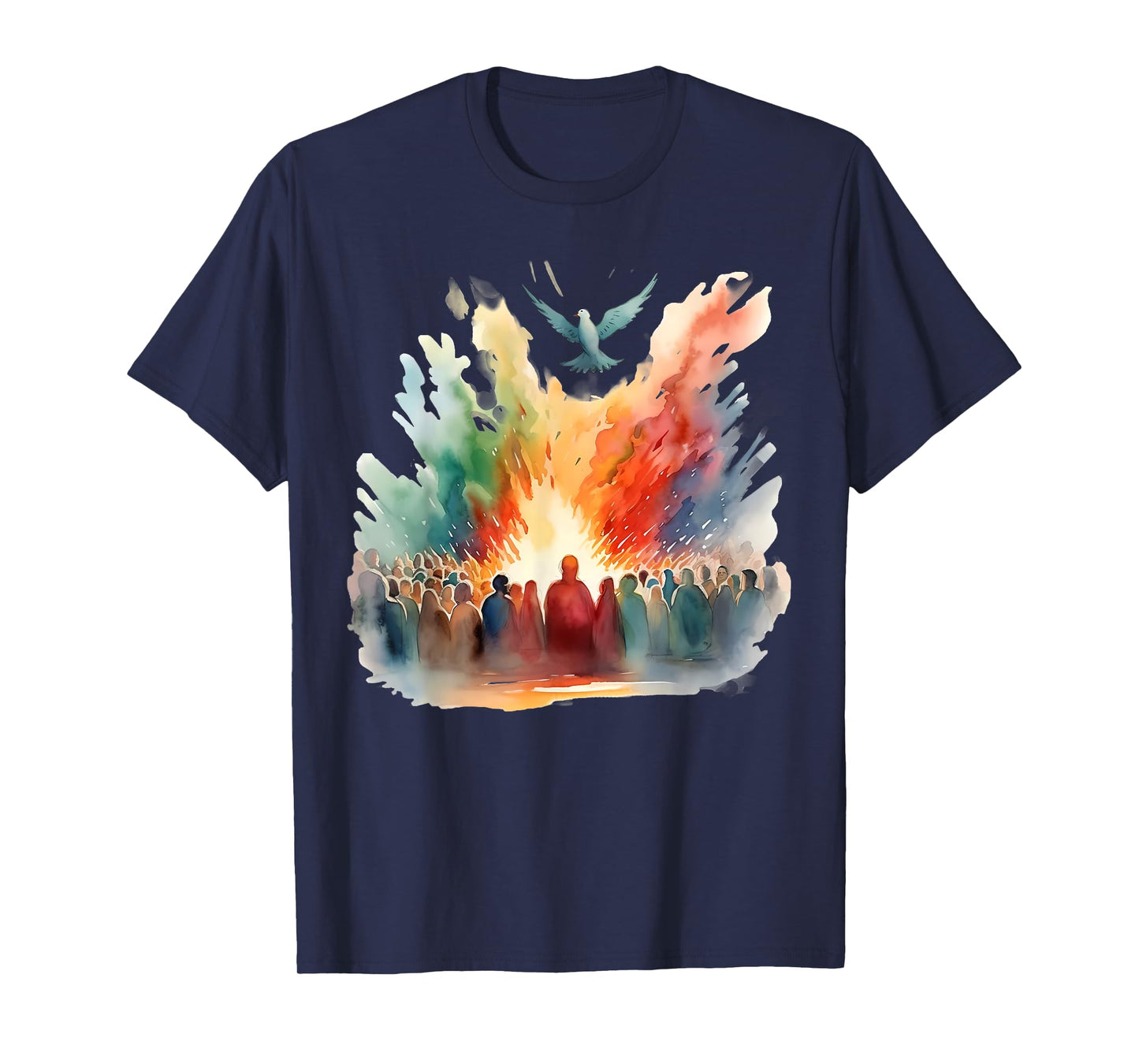 Pentecost Doves Tongues Fire Flame Holy Spirit Catholic T-Shirt
