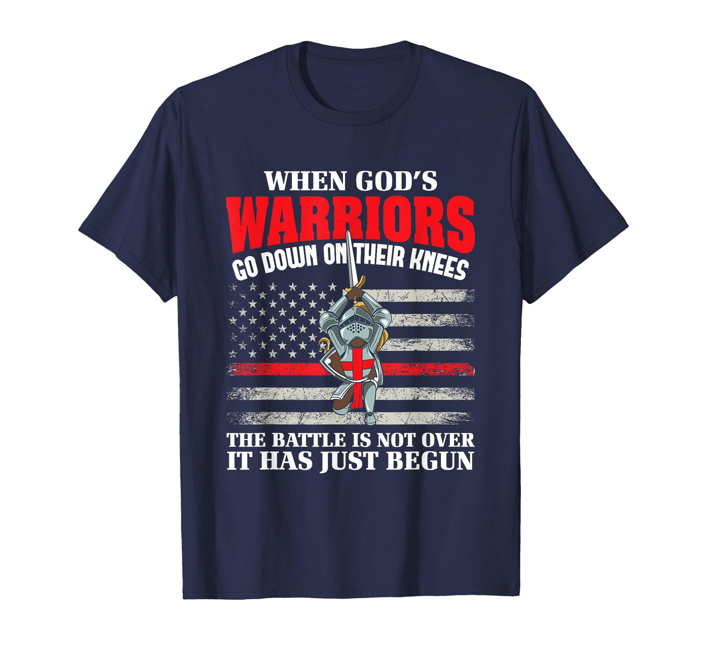 Gods Warrior Christian American Soldier US Flag Bible Prayer T-Shirt