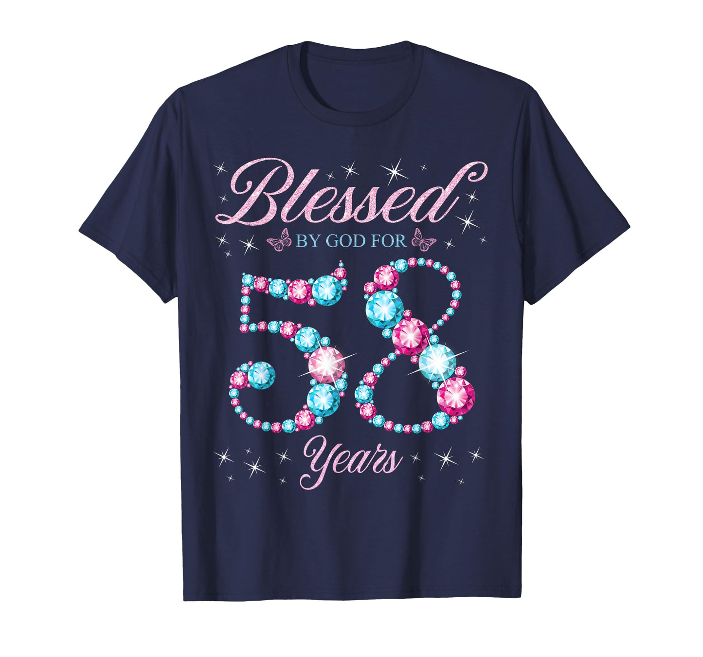 Blessed By God For 58 Years Old 58th Birthday Woman Queen T-Shirt