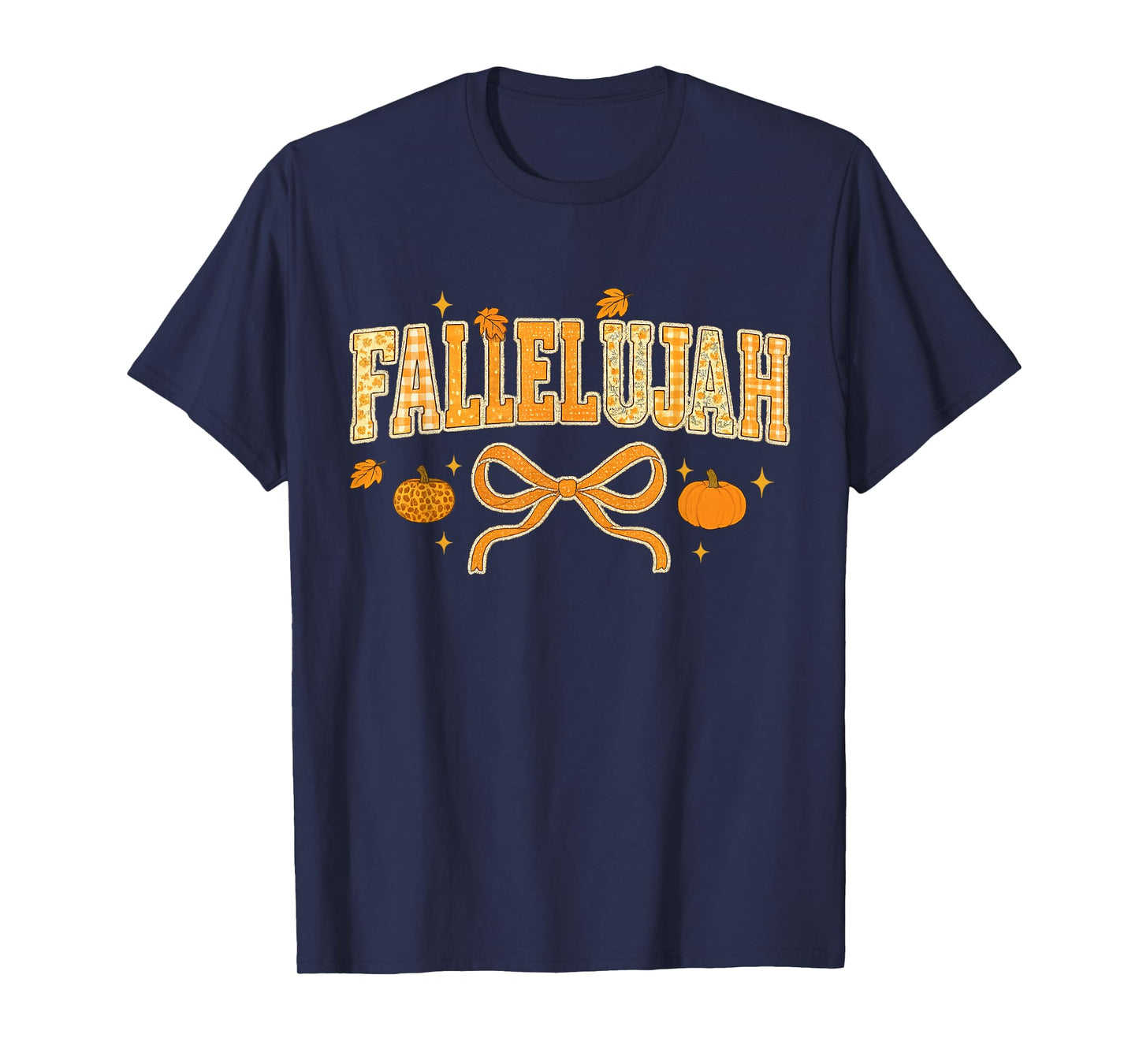 Fallelujah Fall Autumn Leaves Womens Cute Distressed T-Shirt